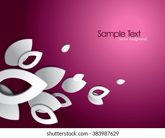 Pink Vector Background with 3D Leaves.