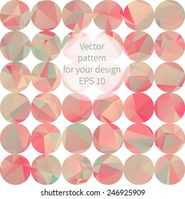 Pink vector background. Colorful banner with circles and abstract triangles for your design.