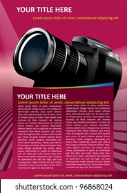 Pink vector background with DSLR Camera for text