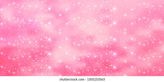 Pink vector background with galaxy stars. Shining colored illustration with bright astronomical stars. Pattern for astrology websites.