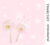 pink vector background with gold dandelion. abstract elegant illustration. 