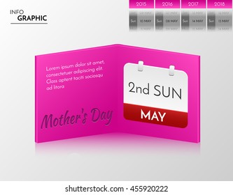 Pink vector banner for you own artwork. Infographic book with mother's day design.