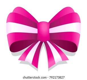Pink vector bow graphic isolated on white background.