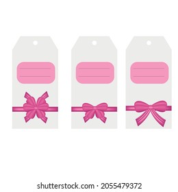 pink vector bow. Label design