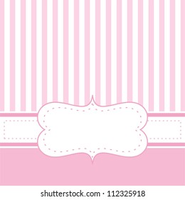 Pink vector card invitation for baby shower, wedding or birthday party with white stripes. Cute background with white space to put your own text. svg