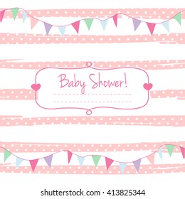 Shabby Chic Baby Girl Shower Card Stock Vector (Royalty Free) 417685009 ...