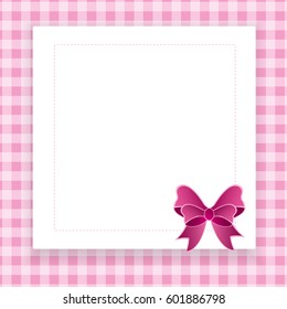 Pink vector card invitation for baby shower, wedding or birthday party with white stripes. Cute background with white space to put your own text.