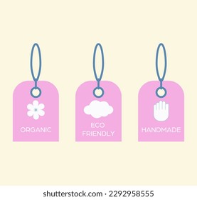 Juego de etiquetas de ropa vectorial rosa. 