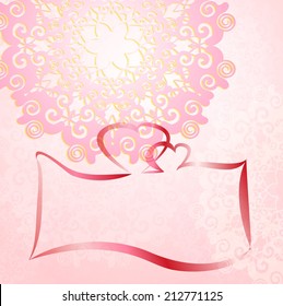 Pink vector decoration  background wedding invitation card
