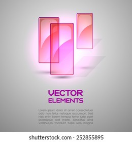 Pink vector design elements on the gray background.