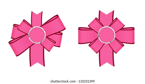 Pink vector detailed textured ribbon textile bow knots