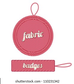 Pink vector fabric badges with straps