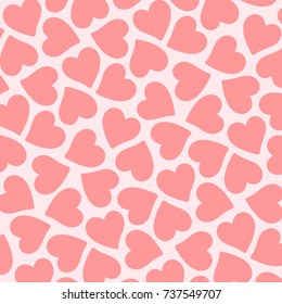 Pink vector flat hearts pattern. Valentines day card