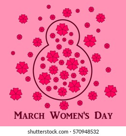 pink vector floral card on March 8, the International Women's Day