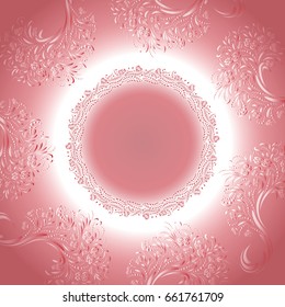 Pink vector floral ornament frame. The template of greeting card or invatation
