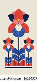 
Pink vector flower with ornament
