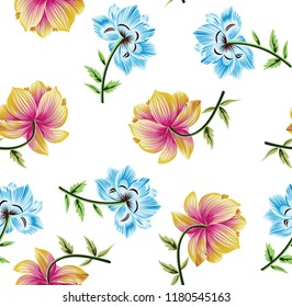 pink vector flowers pattern