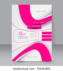 Pink vector flyer, brochure, annual report cover template. Business and education a4 design.