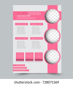 Pink vector flyer, brochure, annual report cover template. Business and education a4 design.