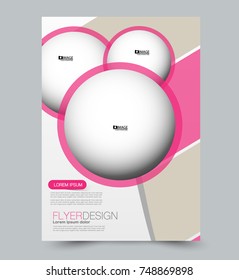 Pink vector flyer, brochure, annual report cover template. Business and education a4 design.