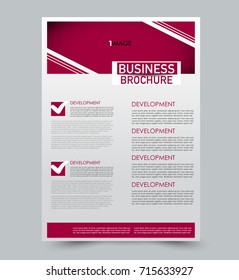 Pink vector flyer template. Abstract brochure design. Annual report cover background. For business, education, advertisement. Editable illustration.