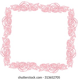 pink vector frame - classic retro pink roses