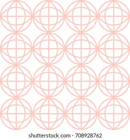 Pink vector geometric seamless abstract pattern. Modern bold print with pink global shape on white background for fashion, wallpaper, texture, fabric, card. Vintage design in retro style.
