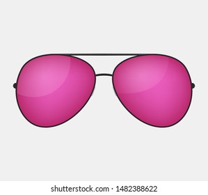 Pink vector glasses . Aviator form pink sunglasses .