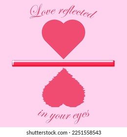 Pink vector graphic of a heart and its reflection rippling as if under water. In celebration of St Valentine's day on February the fourteenth