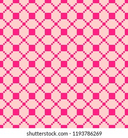 Pink vector grid seamless pattern. Simple abstract minimal geometric texture with small squares, net, mesh, grill, lattice. Cute minimal background. Repeatable design for decor, textile, gift paper