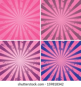 Pink vector grunge burst backgrounds.