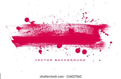 Pink Vector Grungy Brush Stroke Hand Painted Background With Paint Splatter