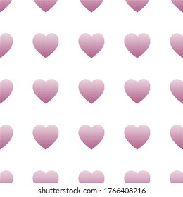 Corazón de medio tono vector rosa aislado en un fondo blanco. Patrón sin foco.