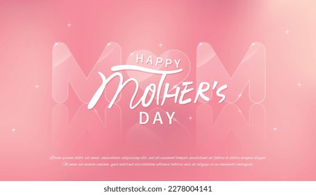 Pink vector happy mothers day background with glass texture MOM