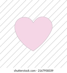 Pink vector heart with diagonal black lines background