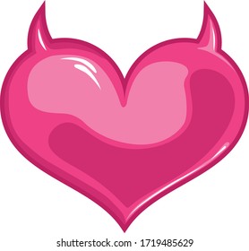 pink vector heart with horns