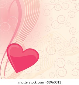 pink vector heart on abstract background