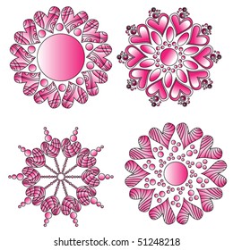 Pink vector heart ornament collection