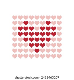 Pink vector heart shape with dark red heart frame inside