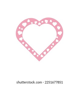 Pink vector heart shapes in beautiful style on white background. Vector isolated collection.
