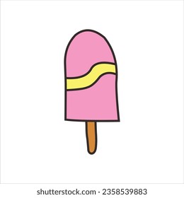 pink vector ice cream on a stick