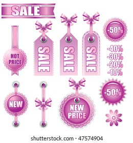 pink vector icons: Sale!