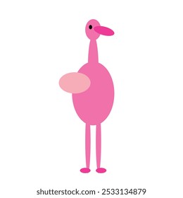 Ilustração de vetor rosa de um flamingo jovem adulto bonito isolado em um fundo branco