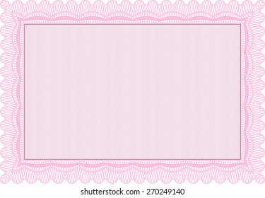 Pink Vector illustration of detailed certificate (diploma)