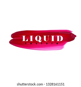 Pink vector lipstick smear. Female girly logo. Paint brush red stroke, banner template. Makeup or nail salon design element svg