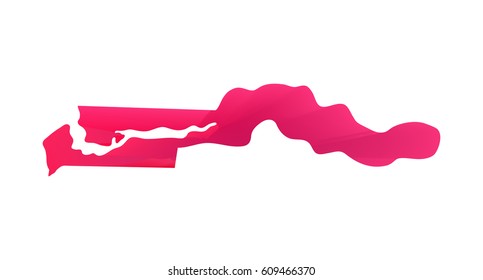 Pink vector map of Gambia. Isolated illustration on white background