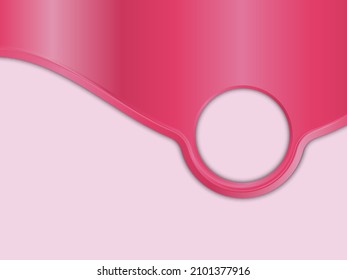 Pink vector metal background with wave and round frame for text