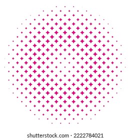 Círculo de medio tono geométrico moderno vector rosa con estrellas. Antecedentes abstractos. Plantilla de textura con puntos. Patrón geométrico en estilo de medio tono.