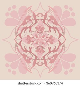 pink vector ornament element, the skulls of strange animal similar to a horse in colors