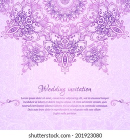 Pink vector ornate vintage wedding card background. Can be used for banner, invitation, wedding card, scrapbooking and others. 